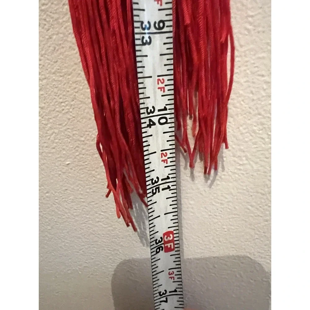 VTG Asian Dragon Wall Hanging Feng Shui Jade Style Medallion Red Tassel Decor 3'